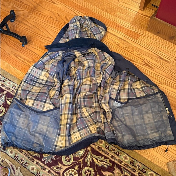 Vintage Barbour Beaufort Jacket Dark Blue Hooded Raincoat A960 XL - Picture 15 of 15